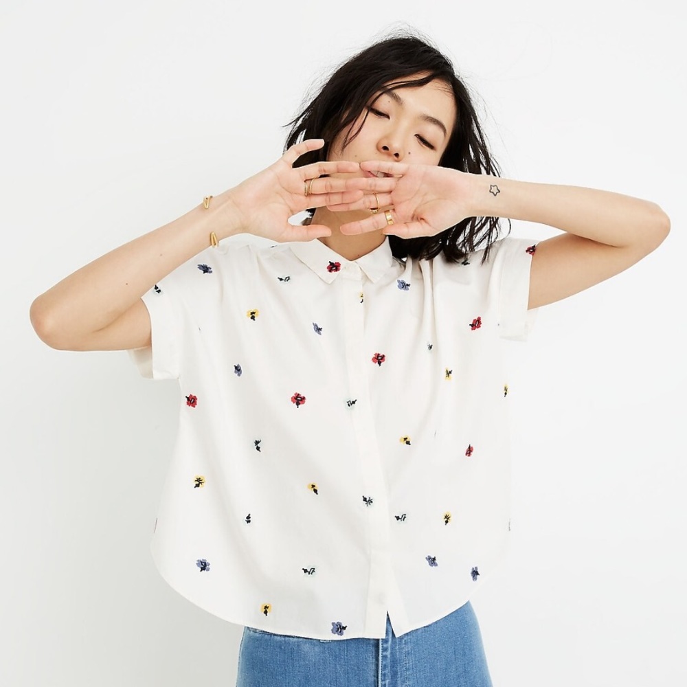 Madewell Embroidered Hilltop Shirt Confetti Floral XXS